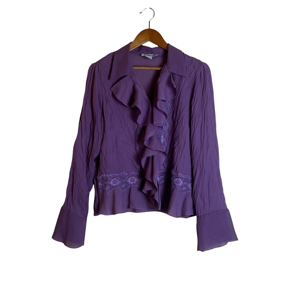 Robbie Bee purple ruffle‎ blouse. Size large